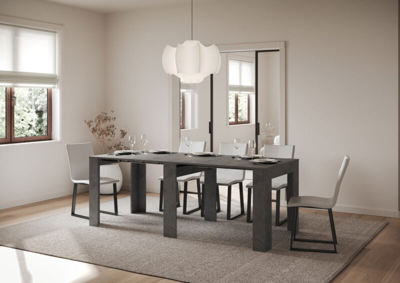 Consolle allungabile 90x25/181 cm Slick antracite spatolato - immagine 4