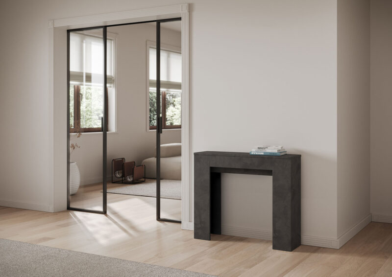 Consolle allungabile 90x25/181 cm Slick antracite spatolato - immagine 3