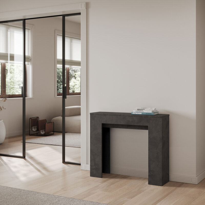 Consolle allungabile 90x25/181 cm Slick antracite spatolato - immagine 2