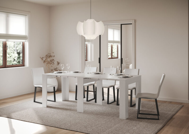 Consolle allungabile 90x25/181 cm Slick bianco frassino - immagine 4