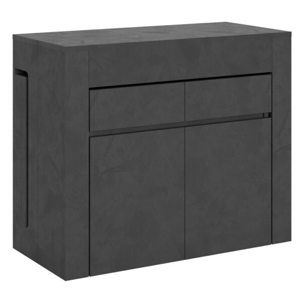 Consolle allungabile 90x42/302 cm Evolve antracite spatolato allunghe interne con panca inferiore e superiore