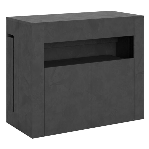 Consolle allungabile 90x42/302 cm Evolve antracite spatolato allunghe interne con panca inferiore