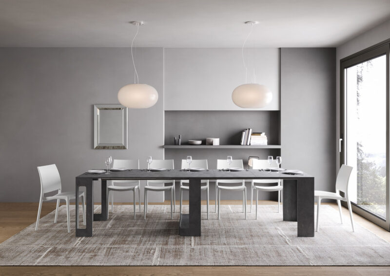 Consolle allungabile 90x42/302 cm Evolve antracite spatolato allunghe interne - immagine 4
