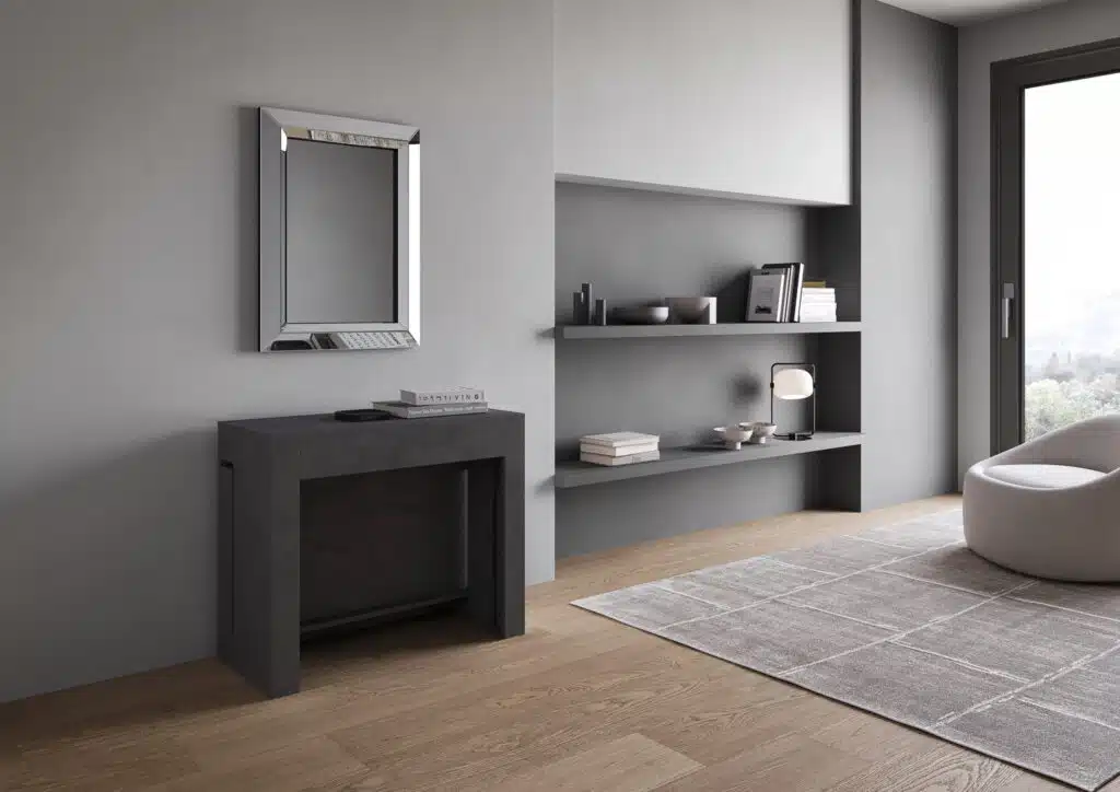 Consolle allungabile 90x42/302 cm Evolve antracite spatolato allunghe interne - foto 3