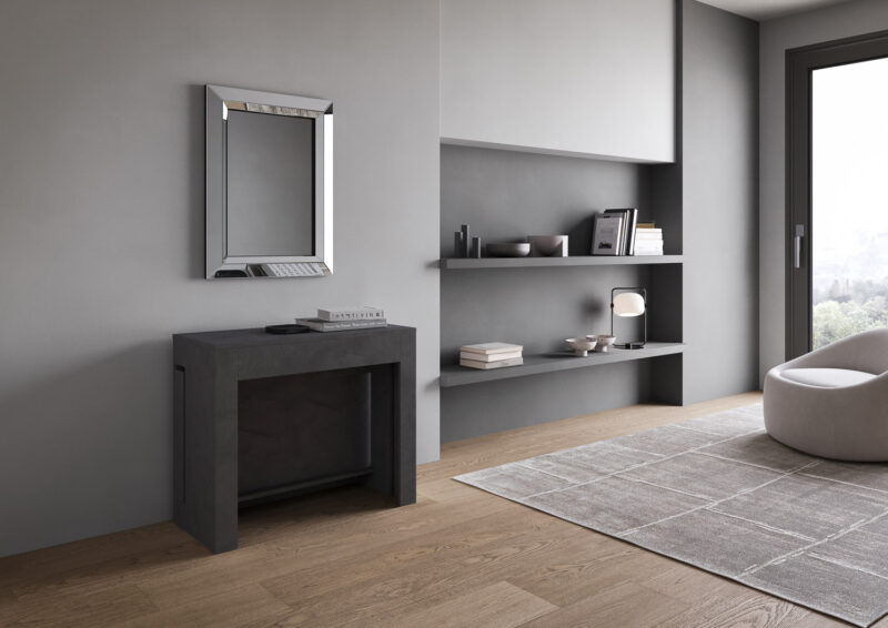 Consolle allungabile 90x42/302 cm Evolve antracite spatolato allunghe interne - immagine 3