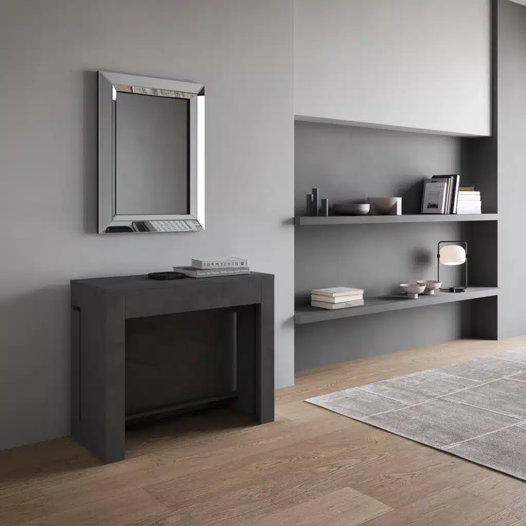 Consolle allungabile 90x42/302 cm Evolve antracite spatolato allunghe interne - foto 2