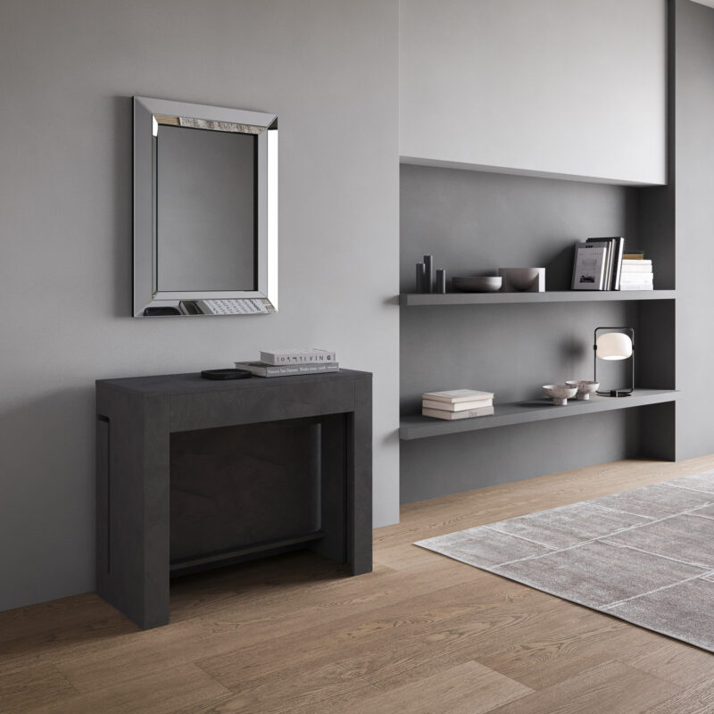 Consolle allungabile 90x42/302 cm Evolve antracite spatolato allunghe interne - immagine 2