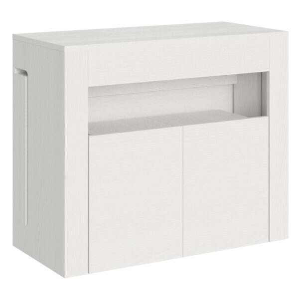 Consolle allungabile 90x42/302 cm Evolve bianco frassino allunghe interne con panca inferiore