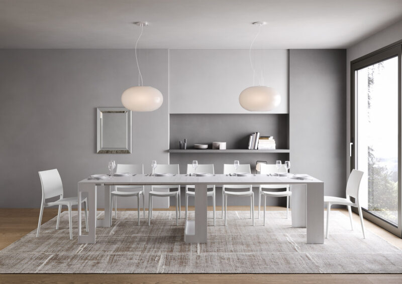 Consolle allungabile 90x42/302 cm Evolve bianco frassino allunghe interne - immagine 4