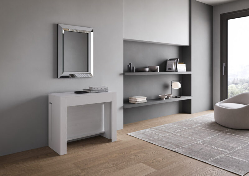 Consolle allungabile 90x42/302 cm Evolve bianco frassino allunghe interne - immagine 3