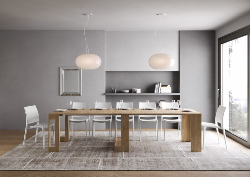 Consolle allungabile 90x42/302 cm Evolve quercia natura allunghe interne - immagine 4