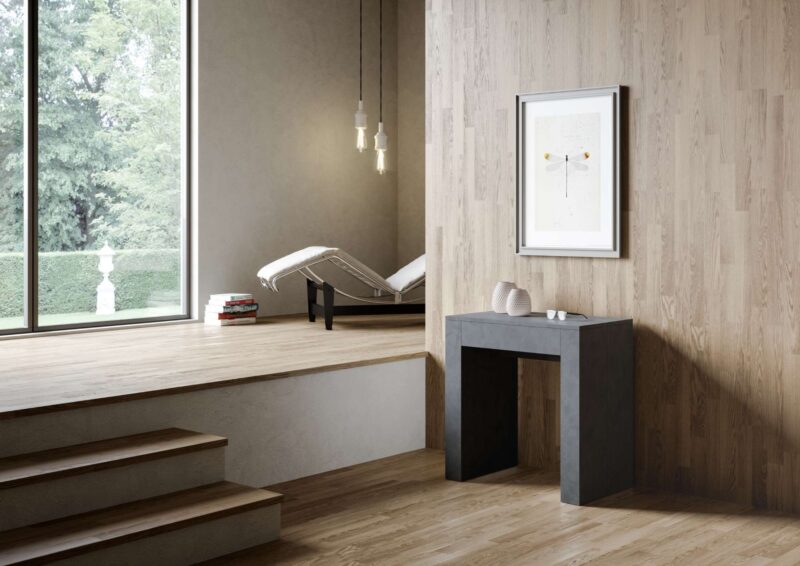 Consolle allungabile 78x47/299 cm Allin antracite spatolato allunghe interne - immagine 2