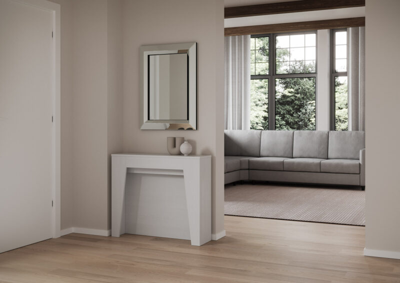 Consolle allungabile 90x25/211 cm Anea bianco frassino allunghe interne - immagine 2