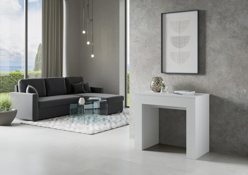 Consolle allungabile 90x49/307 cm Extra bianco frassino allunghe interne - immagine 2