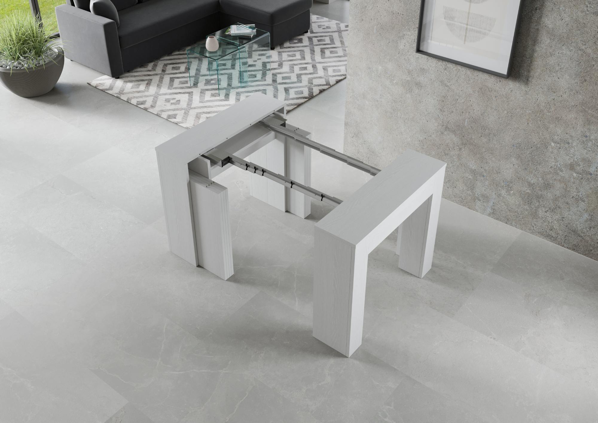 Consolle allungabile 90x49/307 cm Extra bianco frassino allunghe interne - immagine 3