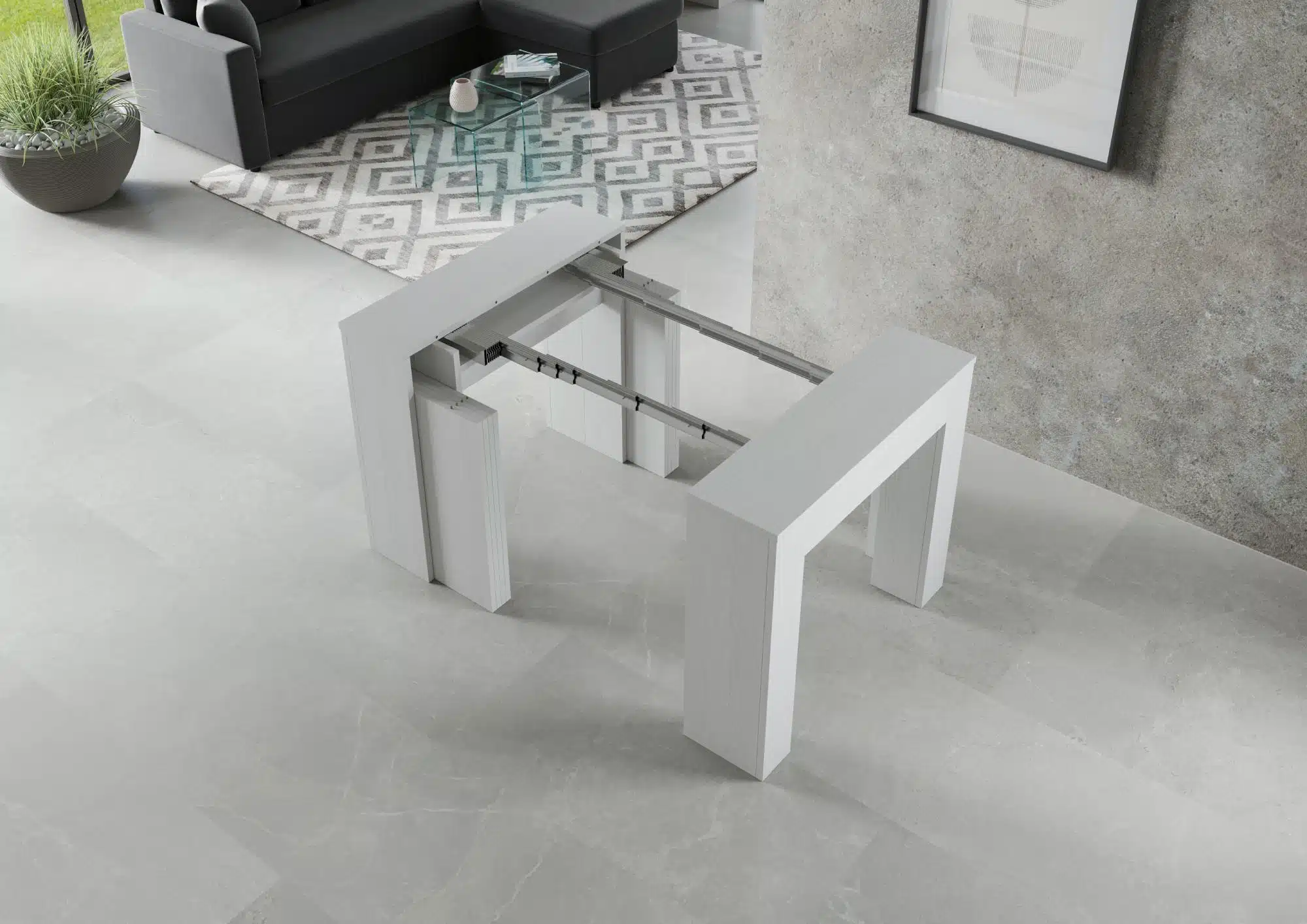 Consolle allungabile 90x49/307 cm Extra bianco frassino allunghe interne - immagine 3