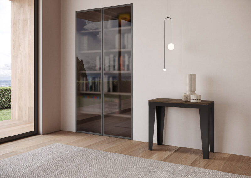 Consolle allungabile 90x40/196 cm Flame Small Evolution noce - immagine 2