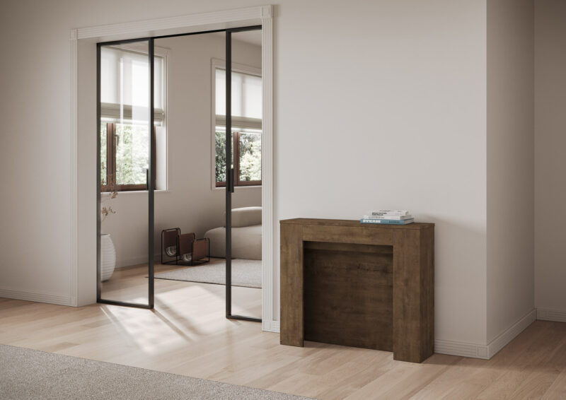 Consolle allungabile 90x25/211 cm Kiba noce allunghe interne - immagine 2
