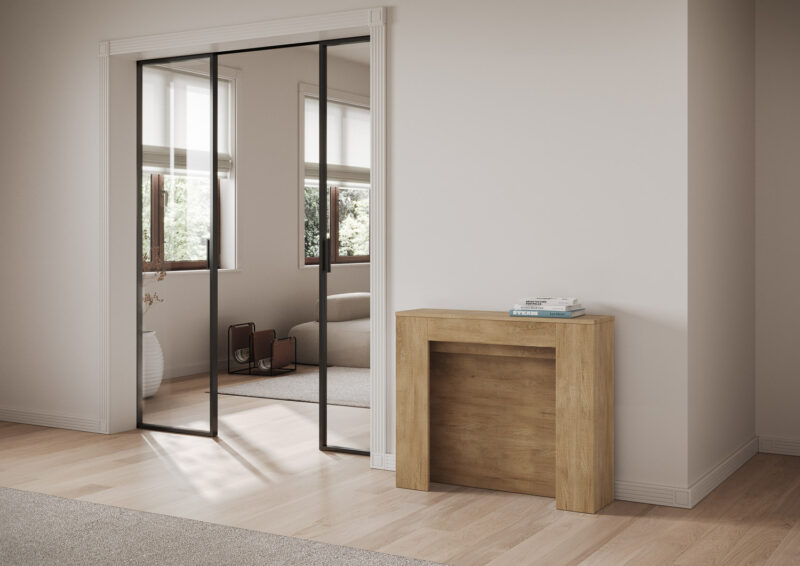 Consolle allungabile 90x25/211 cm Kiba quercia natura allunghe interne - immagine 2