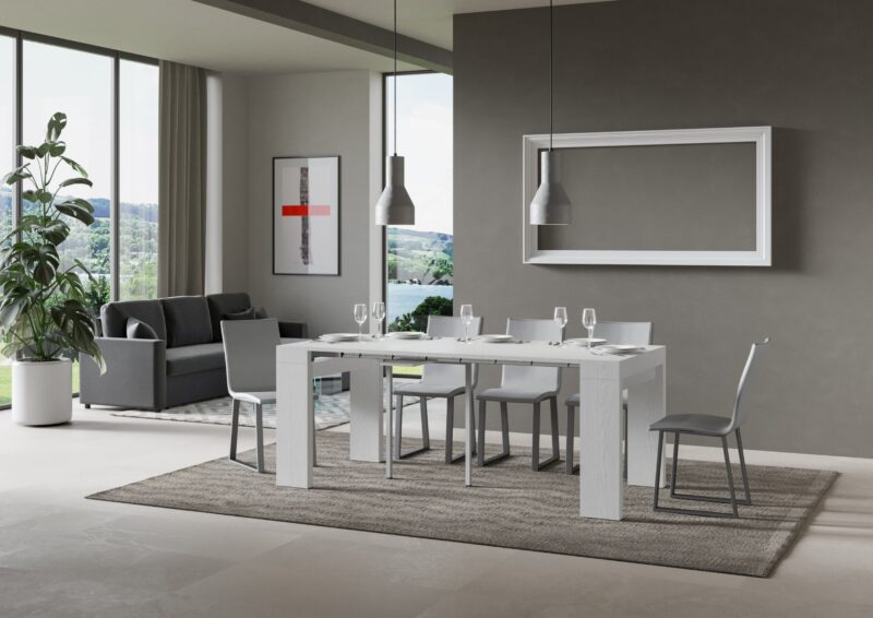Consolle allungabile 90x40/300 cm Roxell bianco frassino - immagine 3