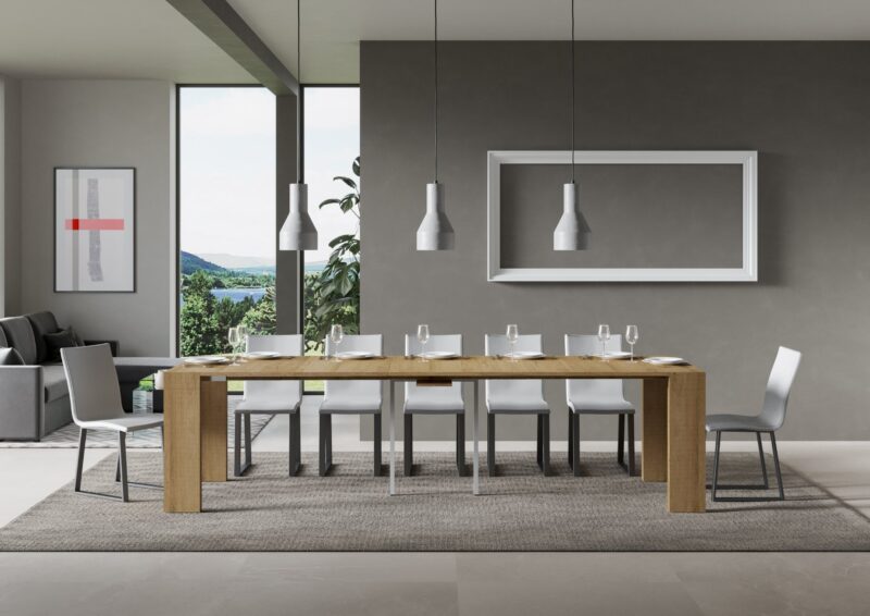 Consolle allungabile 90x40/300 cm Roxell quercia natura - immagine 4