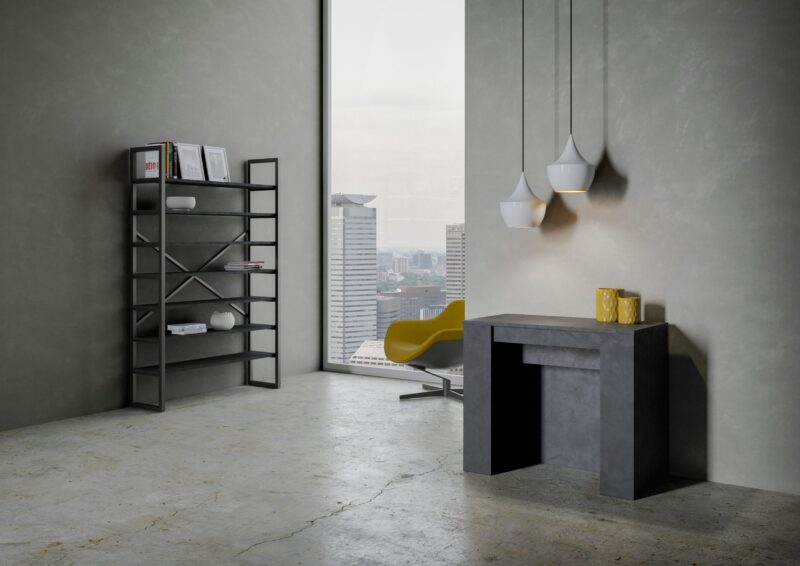 Consolle allungabile 90x48/296 cm Venus antracite spatolato allunghe interne - immagine 2