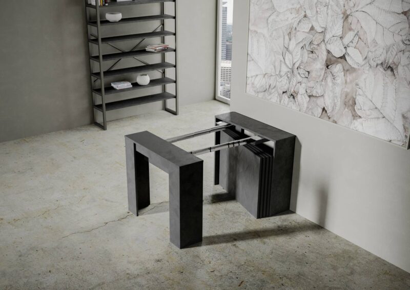 Consolle allungabile 90x48/296 cm Venus antracite spatolato allunghe interne - immagine 3