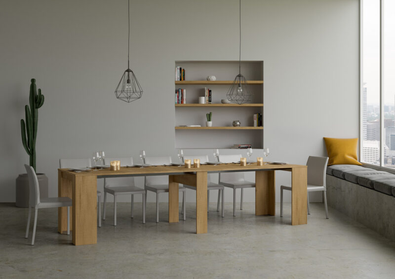 Consolle allungabile 90x48/308 cm Basic quercia natura - immagine 5