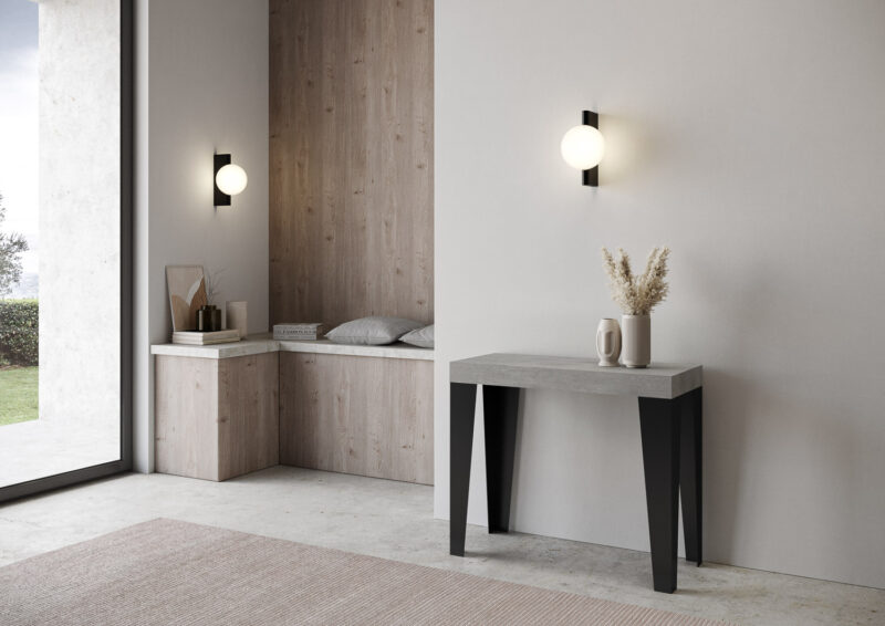 Consolle allungabile 90x40/196 cm Flame Small cemento - immagine 2