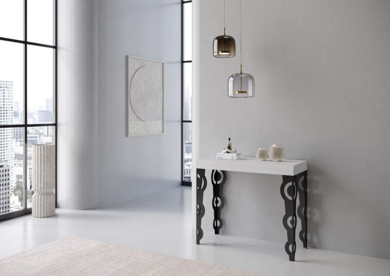 Consolle allungabile 90x40/300 cm Karamay Premium bianco frassino - immagine 2