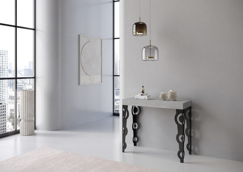 Consolle allungabile 90x40/196 cm Karamay Small cemento - immagine 2
