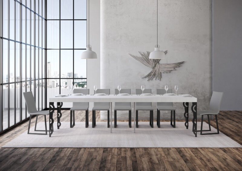 Consolle allungabile 90x40/300 cm Karamay Premium bianco frassino - immagine 4