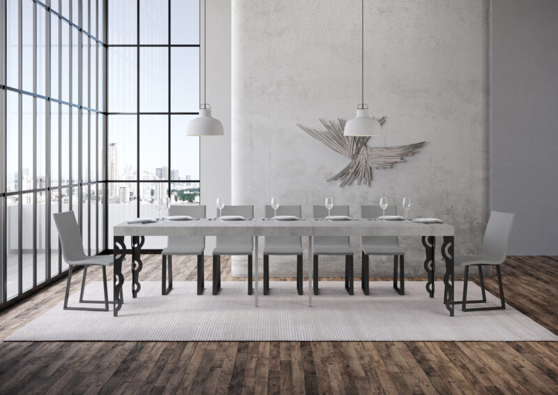 Consolle allungabile 90x40/300 cm Karamay Premium cemento - immagine 4