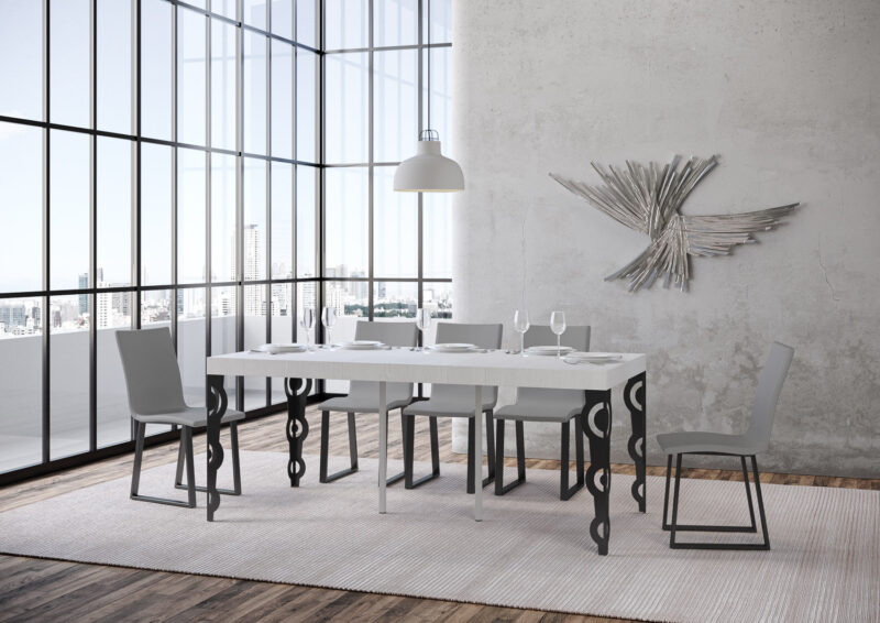 Consolle allungabile 90x40/300 cm Karamay Premium bianco frassino - immagine 3