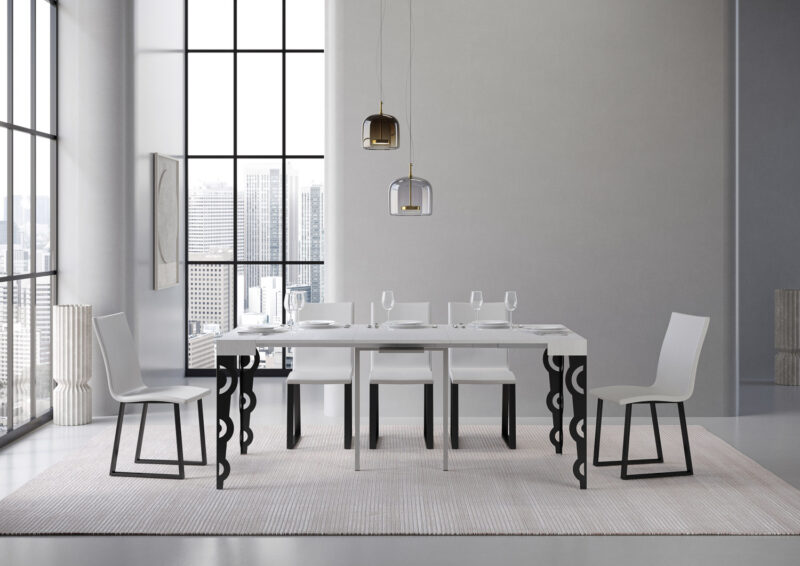 Consolle allungabile 90x40/300 cm Karamay bianco frassino - immagine 3