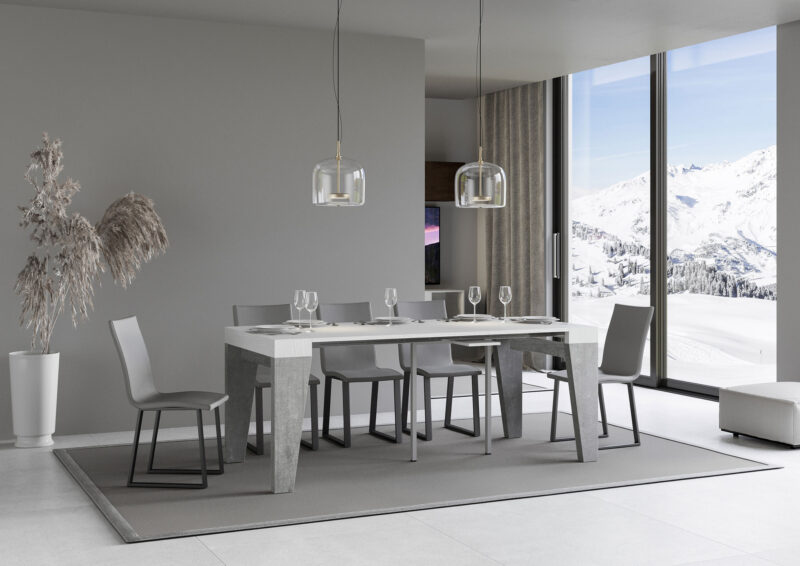 Consolle allungabile 90x40/196 cm Naxy Mix Small piano bianco frassino - struttura cemento - immagine 3