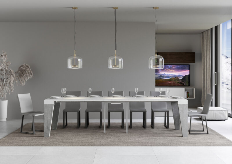 Consolle allungabile 90x40/300 cm Naxy Mix piano bianco frassino - struttura cemento - immagine 4