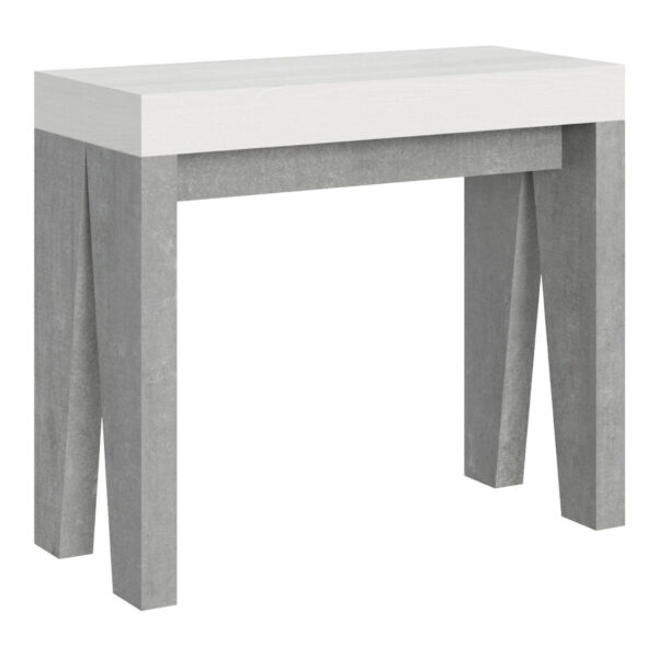 Consolle allungabile 90x40/196 cm Naxy Mix Small piano bianco frassino - struttura cemento