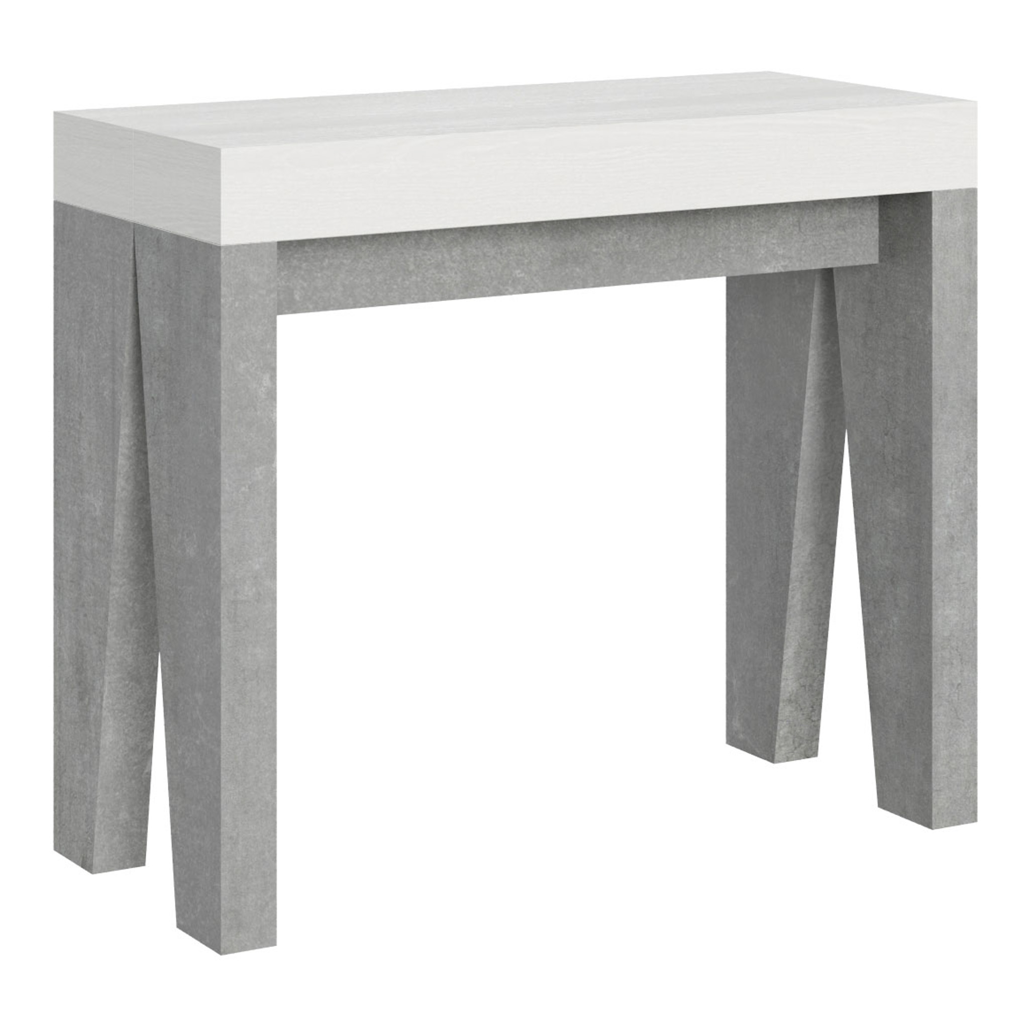 Consolle allungabile 90x40/196 cm Naxy Mix Small piano bianco frassino - struttura cemento