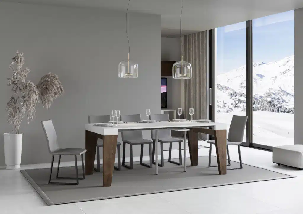 Consolle allungabile 90x40/196 cm Naxy Mix Small piano bianco frassino - struttura noce - foto 3