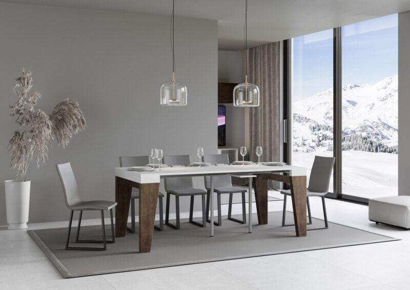 Consolle allungabile 90x40/196 cm Naxy Mix Small piano bianco frassino - struttura noce - immagine 3