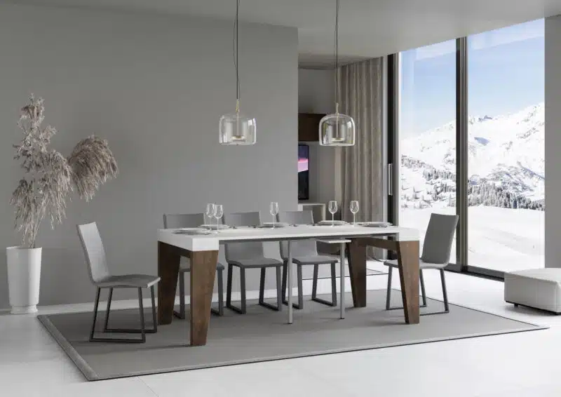 Consolle allungabile 90x40/196 cm Naxy Mix Small piano bianco frassino - struttura noce - foto 3
