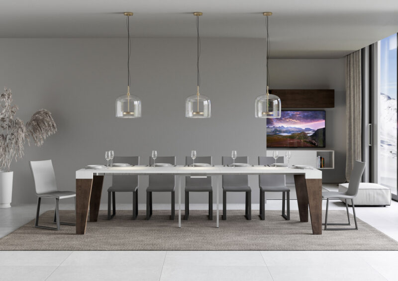 Consolle allungabile 90x40/300 cm Naxy Mix piano bianco frassino - struttura noce - immagine 4