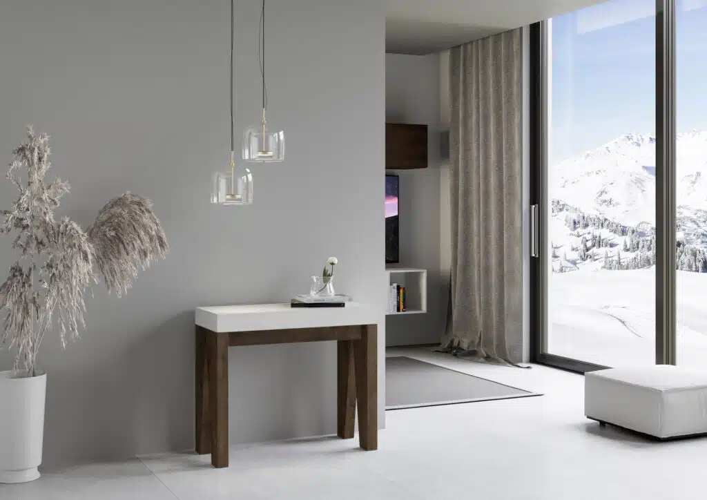Consolle allungabile 90x40/196 cm Naxy Mix Small piano bianco frassino - struttura noce - foto 2