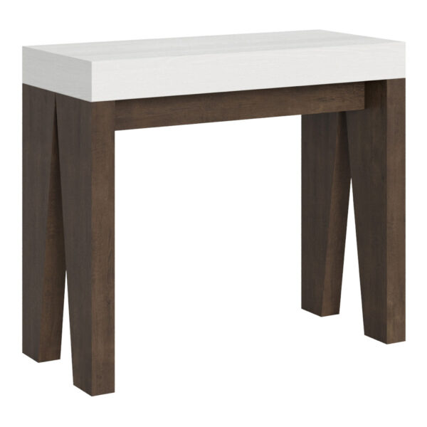 Consolle allungabile 90x40/196 cm Naxy Mix Small piano bianco frassino - struttura noce