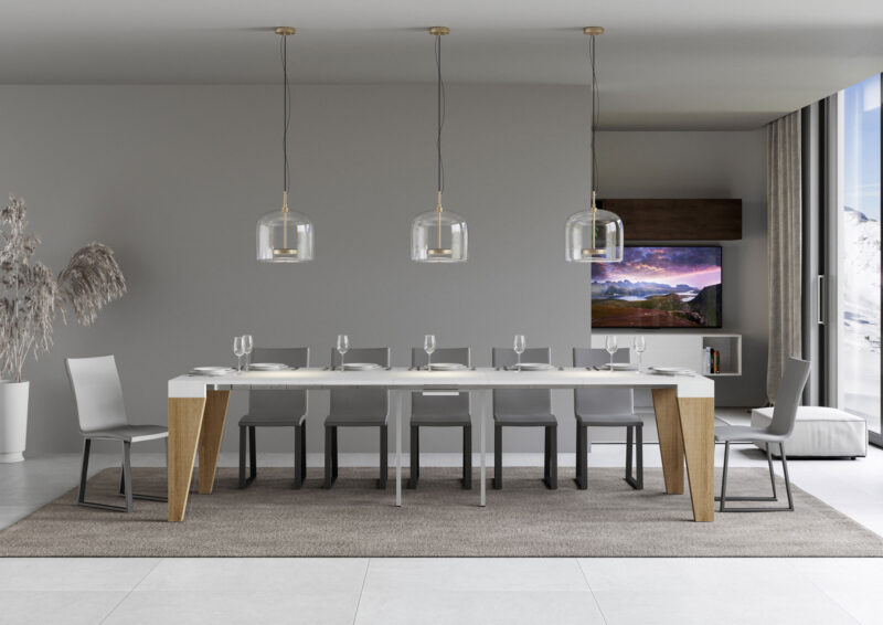 Consolle allungabile 90x40/300 cm Naxy Mix piano bianco frassino - struttura quercia natura - immagine 4