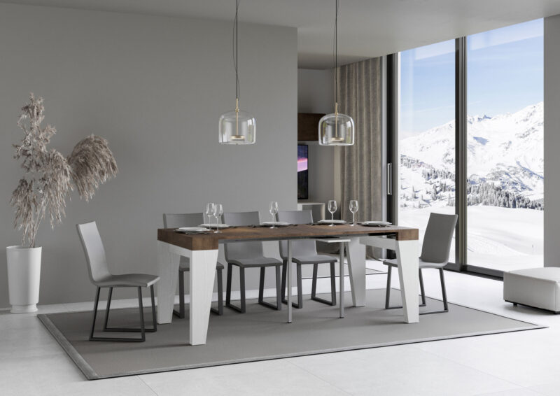 Consolle allungabile 90x40/300 cm Naxy Mix piano noce - struttura bianco frassino - immagine 3