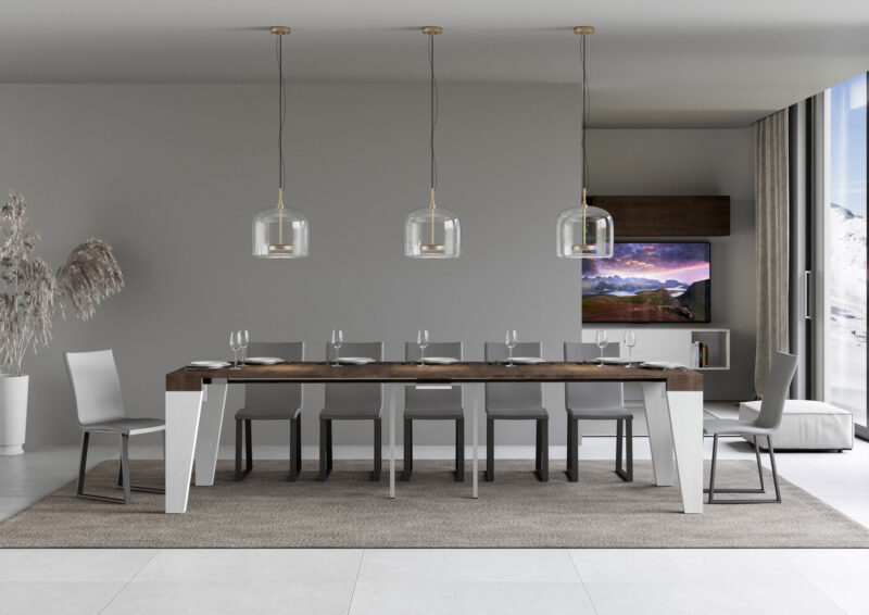 Consolle allungabile 90x40/300 cm Naxy Mix piano noce - struttura bianco frassino - immagine 4