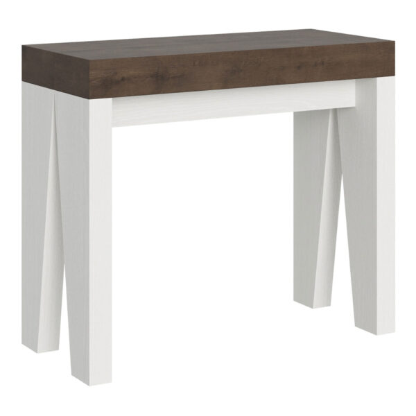 Consolle allungabile 90x40/196 cm Naxy Mix Small piano noce - struttura bianco frassino