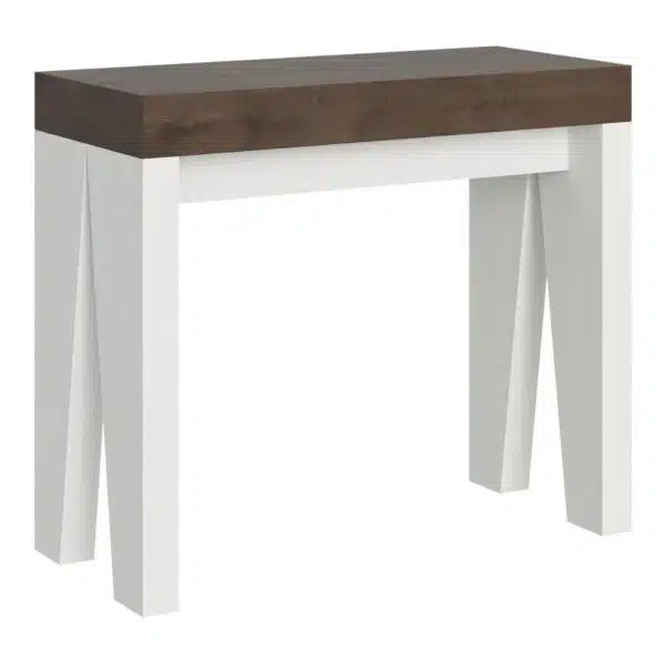 Consolle allungabile 90x40/300 cm Naxy Mix piano noce - struttura bianco frassino